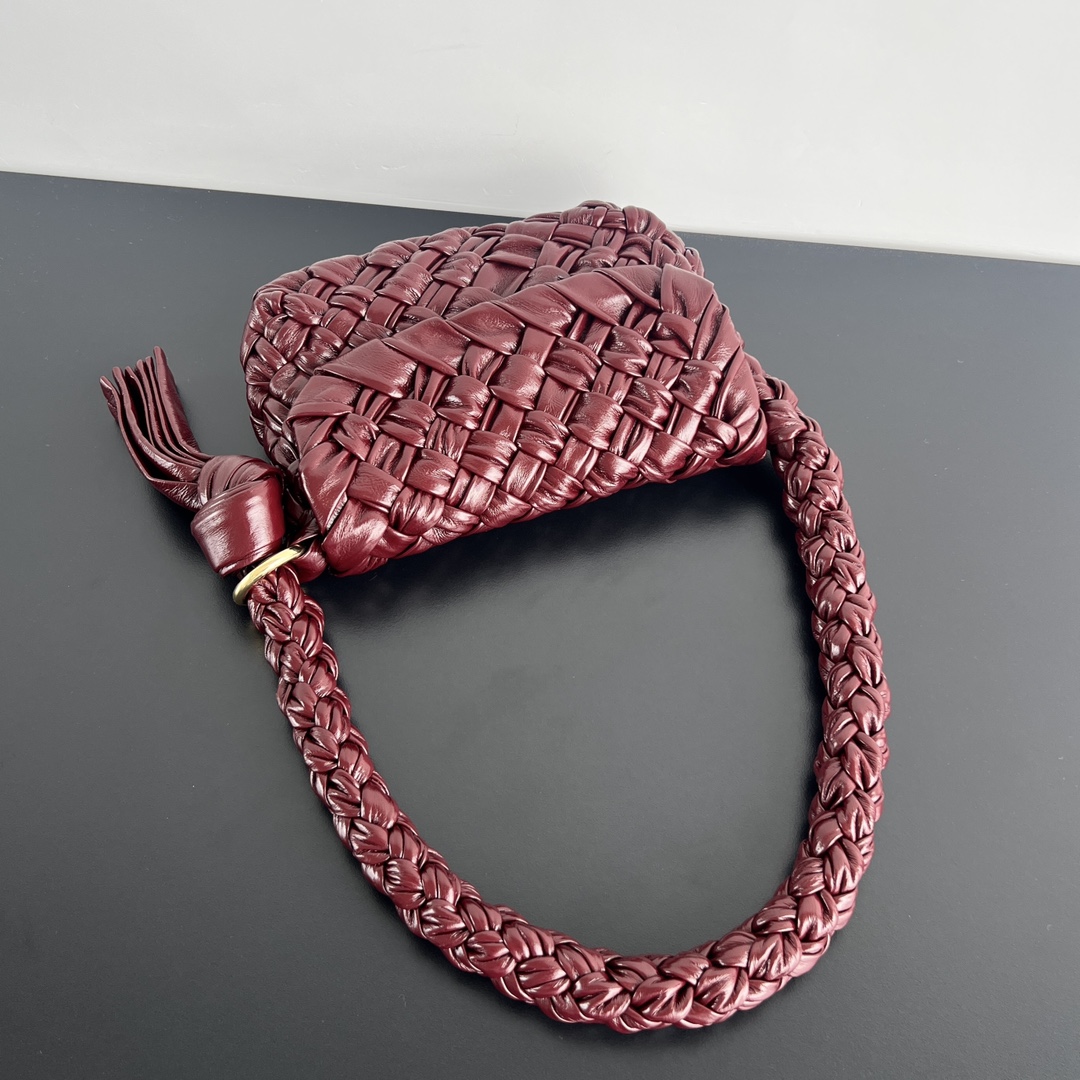 Kalimero Citta Intreccio Leather Shoulder Bag Bordeaux